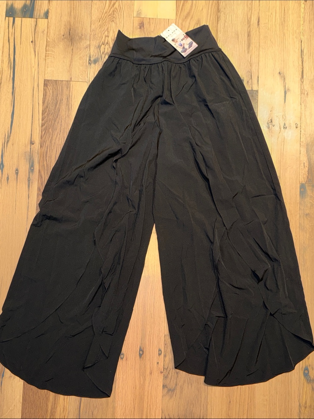 HALARA Black Flowy Palazzo Split- Leg Pants S